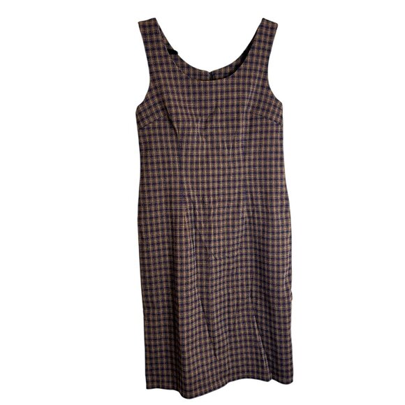 Vintage Plaid Jumper Dress Sz M | Brown Wool Preppy Academia Clueless Schoolgirl - Picture 1 of 4